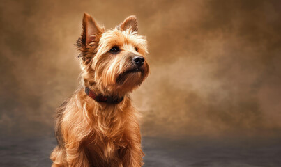 studio photo shot of Norwich terrier. Generative AI