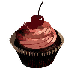 Cupcake, cake, dessert, sweet, cherry, cream