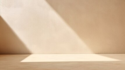 Minimal abstract background for product presentation. Shadow on beige plaster wall