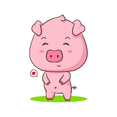 Obraz na płótnie Canvas Cute pig cartoon character standing. Adorable animal concept design. Isolated white background. Vector art illustration.