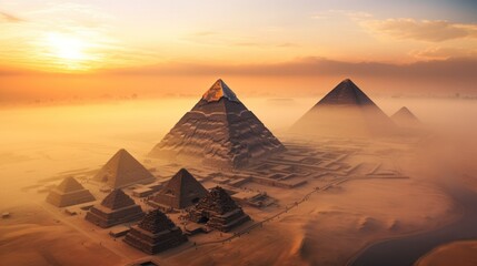 Aerial Landscape view of Pyramid. Generative AI.