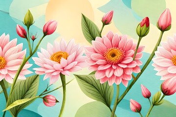 Flowers background. Spring floral pattern design. Generative AI.