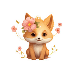cute fox character painting vector illustration