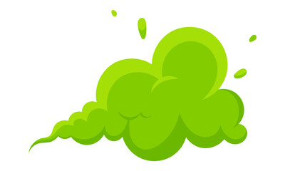 Smelling green cartoon smoke or fart clouds flat style design vector illustration. Bad stink or toxic aroma cartoon smoke cloud isolated on white background.