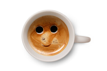 Simple Foamy Coffee with Smile Overhead Generative AI