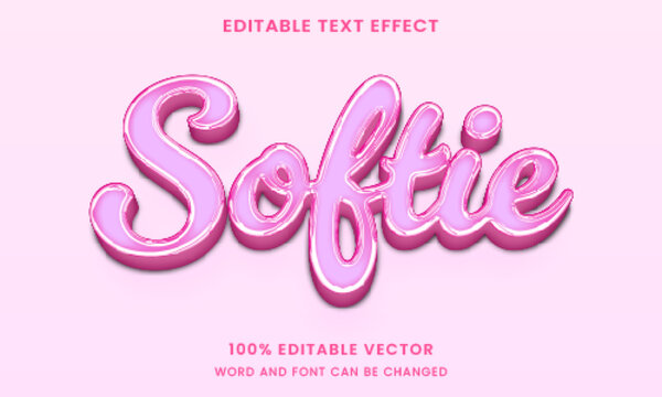 transparent softie pink graphic style editable text effect