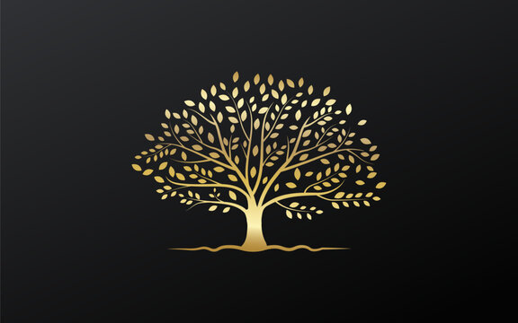  golden Tree Template Design Vector