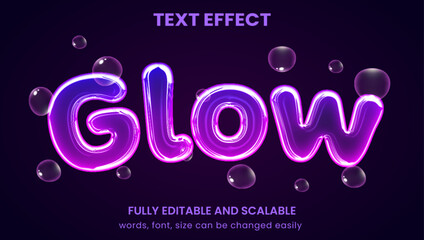 transparent glowing neon bubble 3d graphic style editable text effect - 605933050