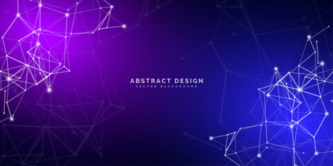 Abstract dark network technology background. Plexus effect. Molecular structure with particles. Futuristic vector illustration. Connection to the global network.