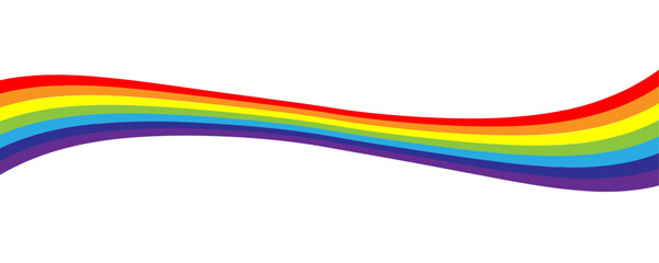 Multicoloured rainbow stripes isolated, rainbow wave on white and transparent background