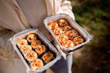Baked Sushi. Outdoor party concept.