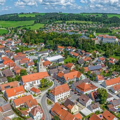 Fototapeta premium Ausblick auf den Markt Obergünzburg im Ostallgäu 