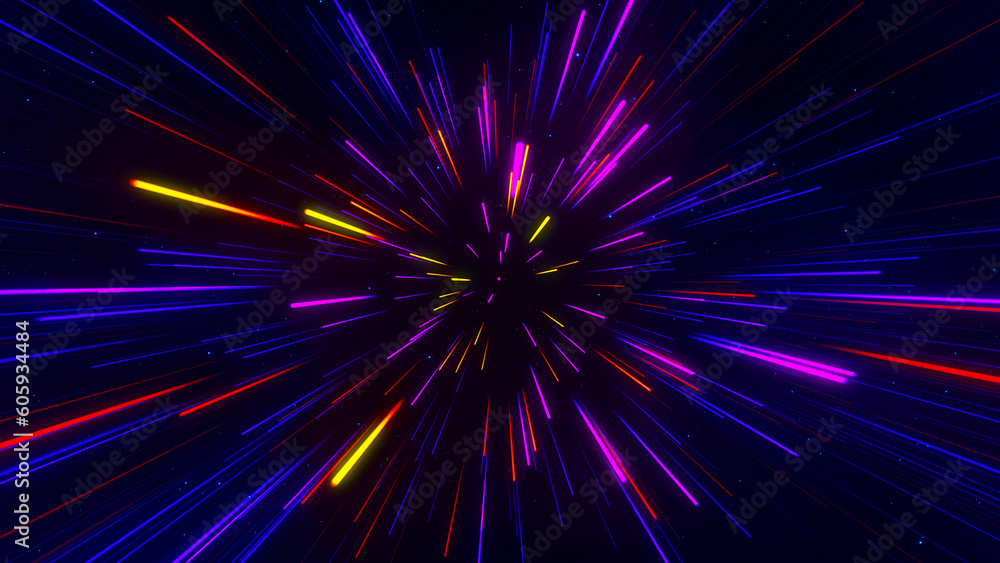 Poster abstract geometric background of radial lines. dataflow tunnel. explosive star. movement effect. bac