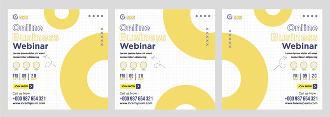 Digital marketing live webinar and corporate social media post or template banner