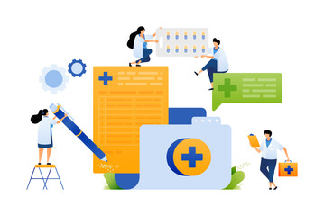 SVG Illustration of Doctor Organizing Patient Records and Medical Documents. Efficient Patient Data Management by Doctor with Files and Records. Can use for web, website, apps, poster, PNG transparent