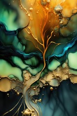 Abstract fluid ink texture background made with generative ai