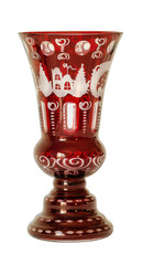 Graceful Bohemia Ruby Crystal Glass Vase by Frederich Egermann, designer (1777-1864) - The vase is ruby red in color. The pattern is 'the bird and the castle' design with other baroque patterns.