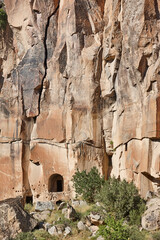 Houses carved in the rock. Ilhara valley. Selime, Cappadocia, Turkey
