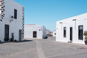 Typical Canary Islands street with white houses