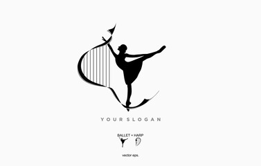Ballet icon logo vector design template, Abstract people logo design. Harp logo, Gym, fitness, running trainer vector colorful logo. Active Fitness, sport, dance web icon and symbol 