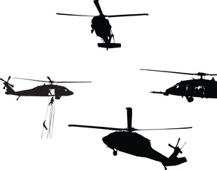 Vector minimalist helicopter army set silhouette isolated on white background © daffaeshan