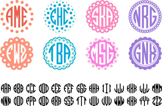 Cute Circle Monograms Font Family with 3 Letters