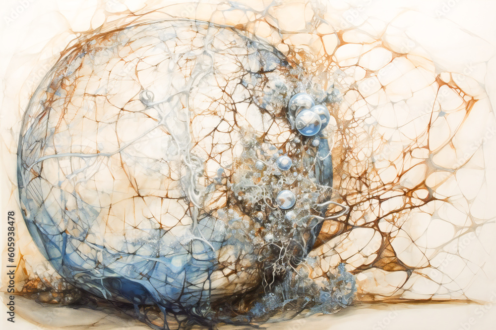 Aufkleber abstract three dimensional organic structure. created with generative ai technology.