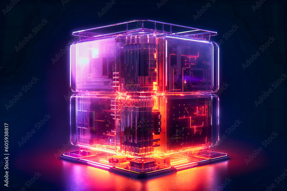 Aufkleber illustration of a generic digital device. advanced computing technology and artificial intelligence 