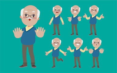 Old people with different poses