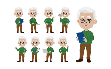 Old people with different poses