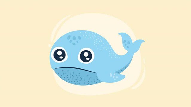 cute whale animal character animation