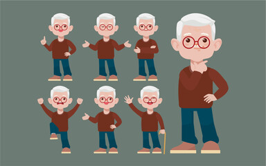 Old people with different poses