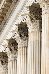 Architectural detail of marble Corinthian order columns