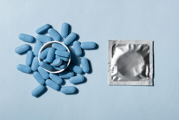 Open bottle of prescription PrEP Pills for Pre-Exposure Prophylaxis to help protect people from HIV.