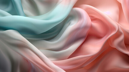 Exploring the Gentle Movements of Pale Pastel Ombre Silk in Abstract Harmony. Generative AI