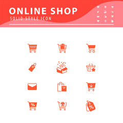 Online shopping application Interface related icon set. Website sign, solid style icon.