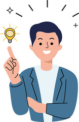 businessman holding a light bulb for innovation idea concept. illustration finding ideas. creative bulb idea concept