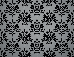 Floral pattern. Vintage wallpaper in the Baroque style. Seamless vector background. Black and gray ornament for fabric, wallpaper, packaging. Ornate Damask flower ornament