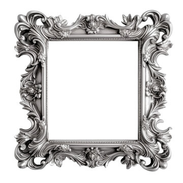 Silver frame with ornament. Generative AI