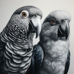 Obraz premium two parrots on a branch