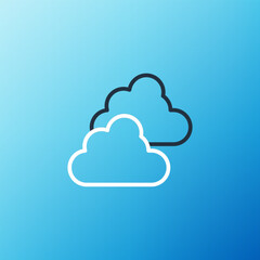 Line Cloudy weather icon isolated on blue background. Colorful outline concept. Vector