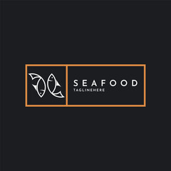 Simple and modern seafood logo and fish icon for seafood restaurant company