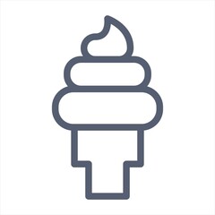 Ice cream line icon. Vanilla sundae cone sign. Frozen summer dessert symbol. Quality design element. Editable stroke. Linear style ice cream icon. Vector