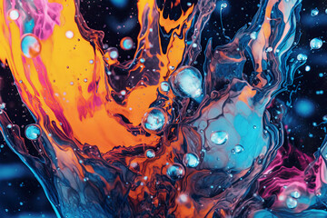 A close up of a liquid painting on a surface. Generative AI.