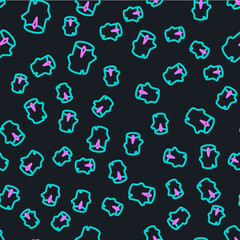 Line Wooden log icon isolated seamless pattern on black background. Stack of firewood. Vector