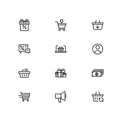 Online shopping application Interface related icon set. Website sign, line style icon.