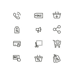 Online shopping application Interface related icon set. Website sign, line style icon.