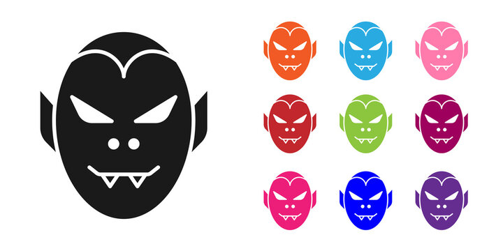 Black Vampire icon isolated on white background. Happy Halloween party. Set icons colorful. Vector