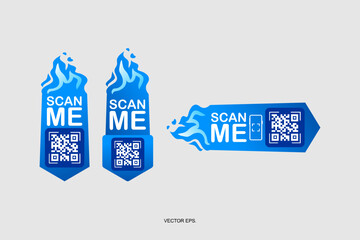QR code scan for smartphone, Scan me icon. Qr code frame vector set. Template scan me Qr code for smartphone. QR code for mobile app, payment and phone. Scan me phone tag. Vector illustration.