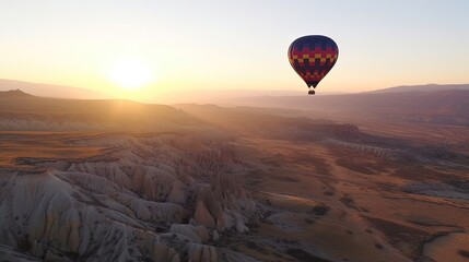Fototapeta na wymiar Experience the thrill of a lifetime as you glide through the sky on a hot air balloon ride over the picturesque Cappadocia, Turkey. Generated by AI.